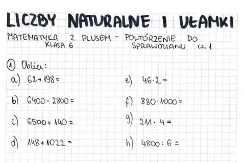 Sprawdzian z matematyki klasa 6: liczby na co dzień - klucz do sukcesu